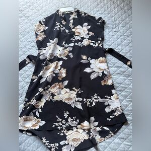 SHEIN Black and Cream Floral Dress